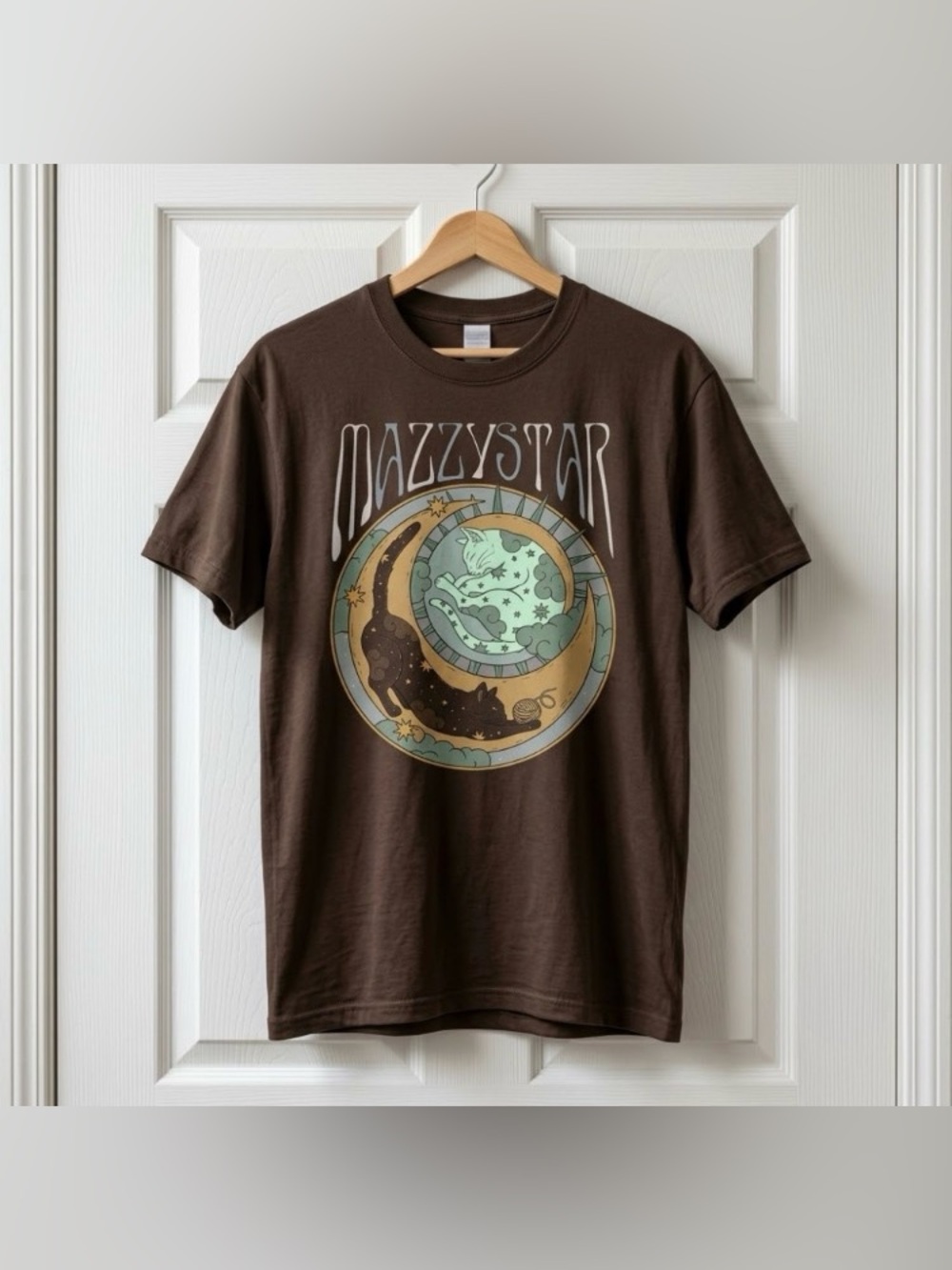 Mazzy Star Moon and Cat Graphic Tee, 90s Alt Rock Hope Sandoval Unisex T-Shirt
